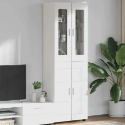 vidaXL Hoge kast FLORIN 60 x 35 x 182 cm Wit Bewerkt hout