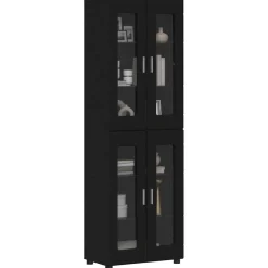 vidaXL Hoge kast FLORIN 60 x 35 x 182 cm Zwart Bewerkt hout