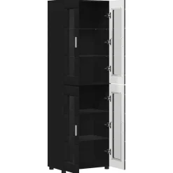 vidaXL Hoge kast FLORIN 60 x 35 x 182 cm Zwart Bewerkt hout