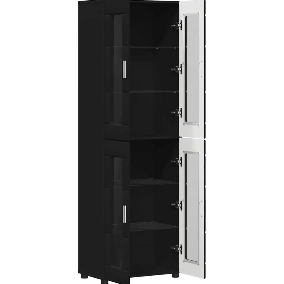 vidaXL Hoge kast FLORIN 60 x 35 x 182 cm Zwart Bewerkt hout