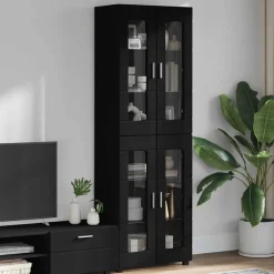 vidaXL Hoge kast FLORIN 60 x 35 x 182 cm Zwart Bewerkt hout