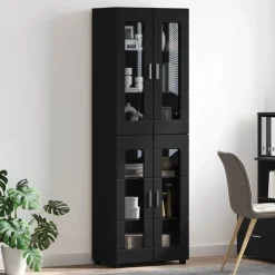 vidaXL Hoge kast FLORIN 60 x 35 x 182 cm Zwart Bewerkt hout