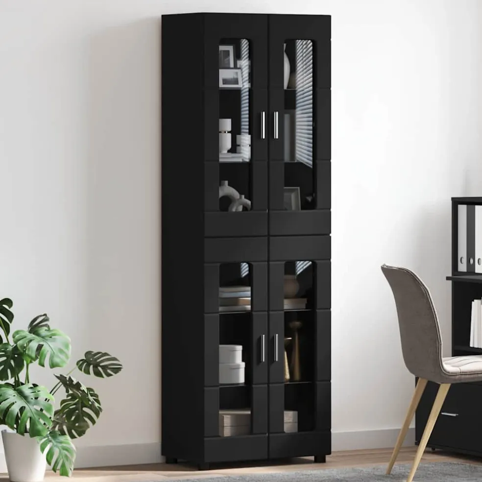 vidaXL Hoge kast FLORIN 60 x 35 x 182 cm Zwart Bewerkt hout