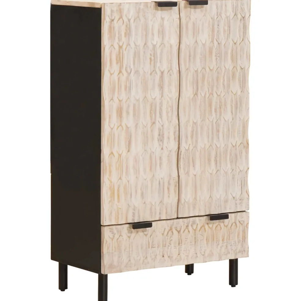 vidaXL Hoge kast met lade Witte Was Afwerking 60 x 33 x 100 cm