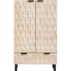 vidaXL Hoge kast met lade Witte Was Afwerking 60 x 33 x 100 cm