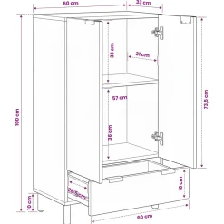 vidaXL Hoge kast met lade Witte Was Afwerking 60 x 33 x 100 cm