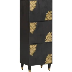 vidaXL Hoge kast met plank Zwart 40 x 33 x 110 cm Massief Mango Hout