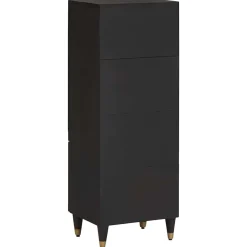 vidaXL Hoge kast met plank Zwart 40 x 33 x 110 cm Massief Mango Hout