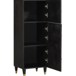 vidaXL Hoge kast met plank Zwart 40 x 33 x 110 cm Massief Mango Hout