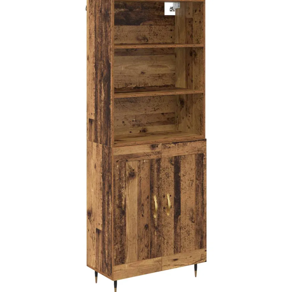 vidaXL Hoge kast Oud Hout 69,5 x 34 x 180 cm Bewerkt hout
