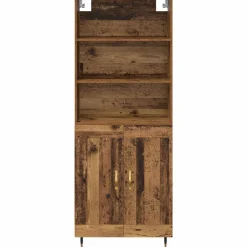 vidaXL Hoge kast Oud Hout 69,5 x 34 x 180 cm Bewerkt hout