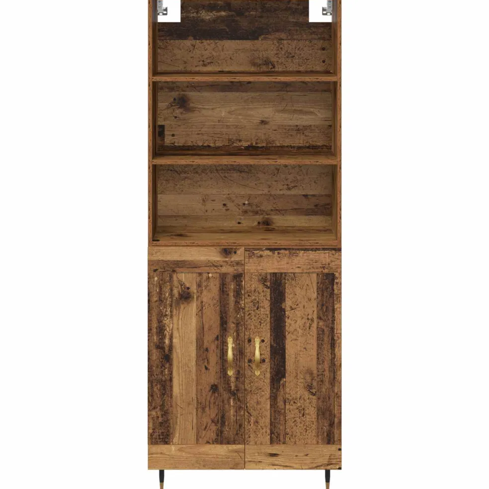 vidaXL Hoge kast Oud Hout 69,5 x 34 x 180 cm Bewerkt hout