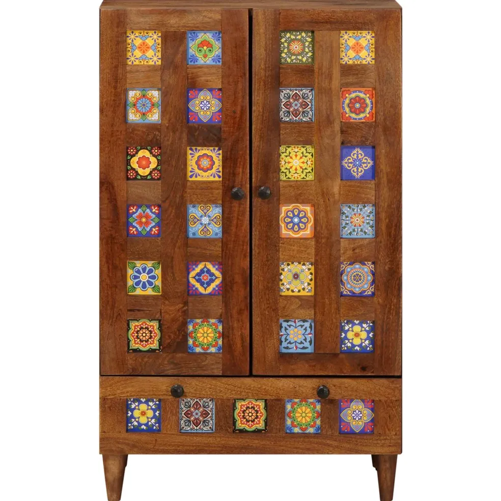 vidaXL Hoge kast Walnotenhout 60 x 33,5 x 100 cm Massief Mango Hout