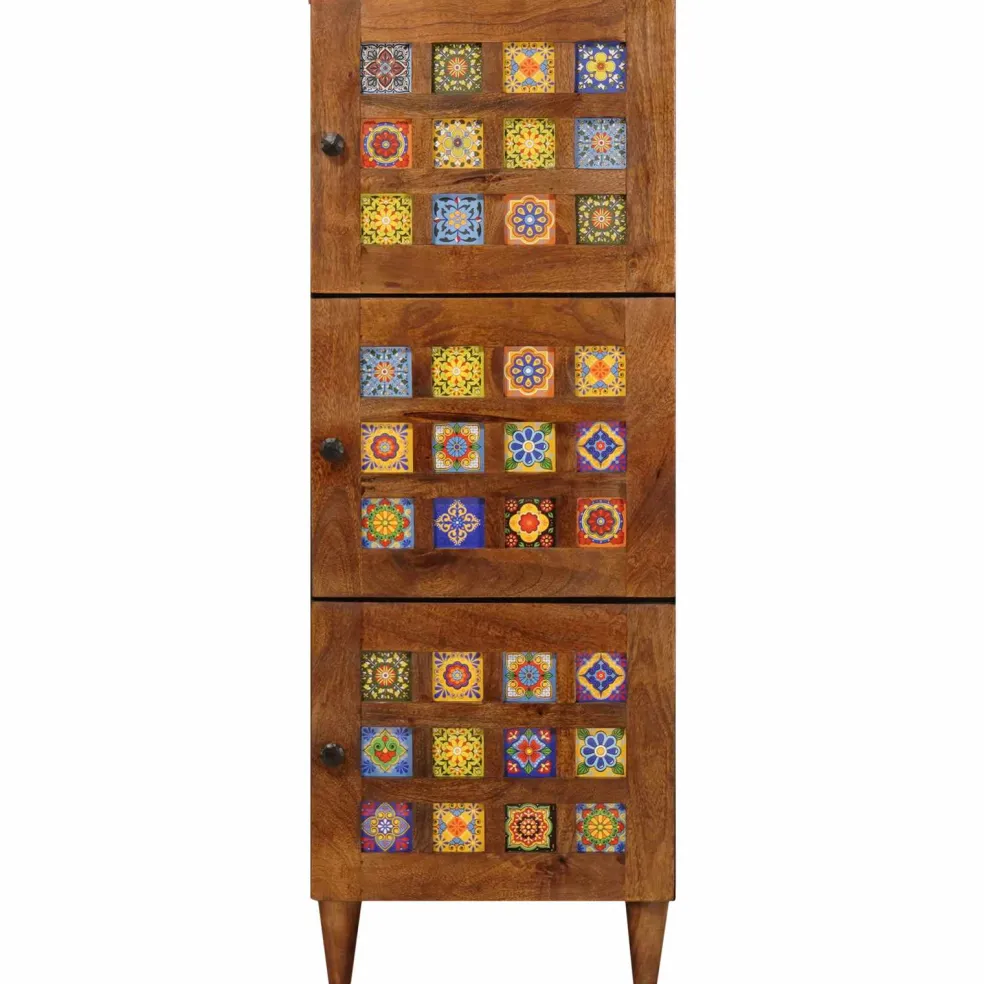 vidaXL Hoge kast Walnotenhout 40 x 33 x 110 cm Massief Mango Hout