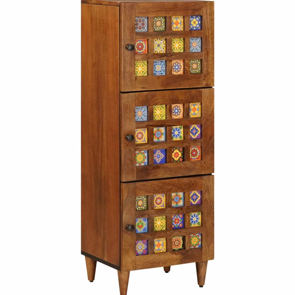 vidaXL Hoge kast Walnotenhout 40 x 33 x 110 cm Massief Mango Hout