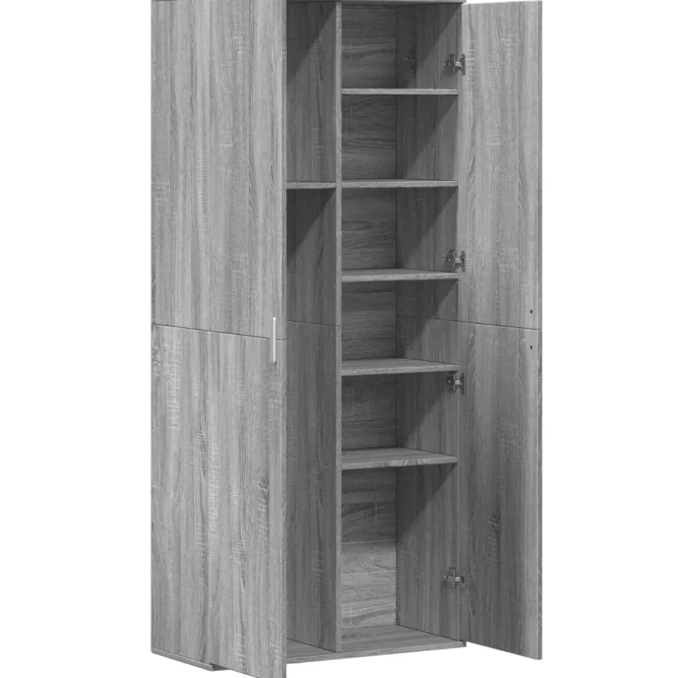 vidaXL Hoge kast 80x35x180 cm bewerkt hout grijs sonoma eikenkleurig
