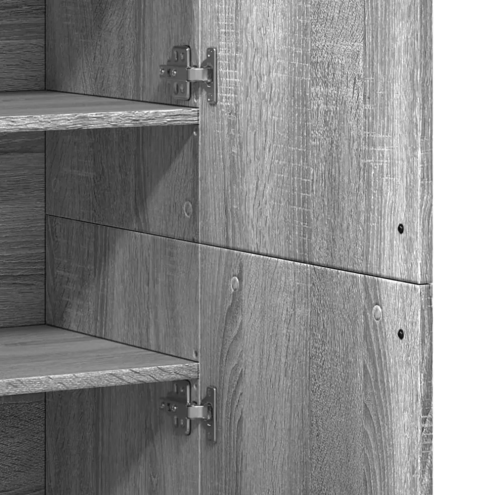 vidaXL Hoge kast 80x35x180 cm bewerkt hout grijs sonoma eikenkleurig