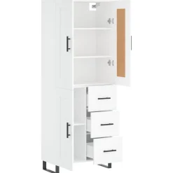 vidaXL Hoge kast 69,5x34x180 cm bewerkt hout wit