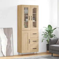 vidaXL Hoge kast 69,5x34x180 cm bewerkt hout sonoma eikenkleurig