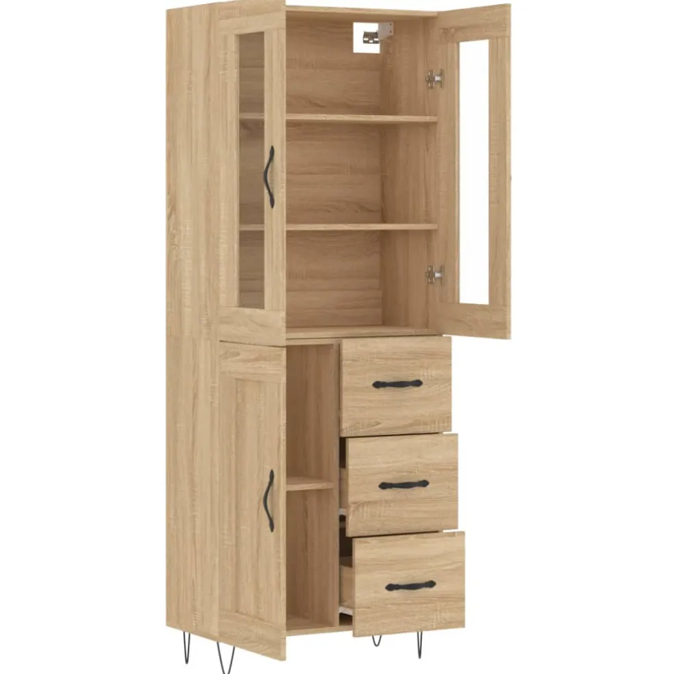 vidaXL Hoge kast 69,5x34x180 cm bewerkt hout sonoma eikenkleurig