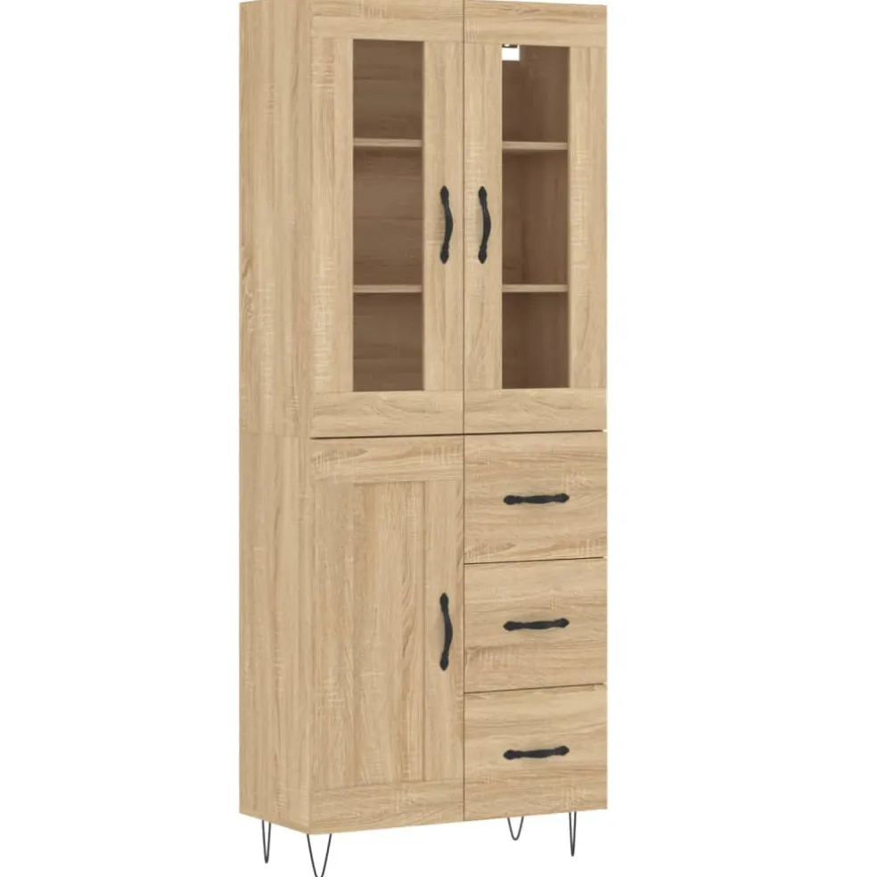 vidaXL Hoge kast 69,5x34x180 cm bewerkt hout sonoma eikenkleurig