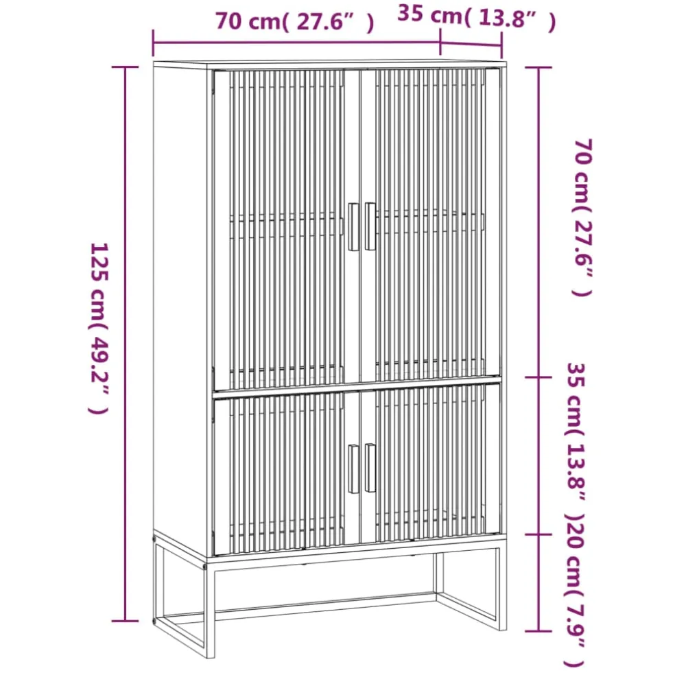 vidaXL Hoge kast 70x35x125 cm bewerkt hout wit