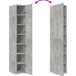 vidaXL Hoge kast 30x42,5x185 cm bewerkt hout betongrijs