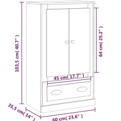 vidaXL Hoge kast 60x35,5x103,5 cm bewerkt hout wit