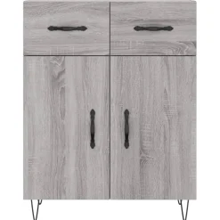 vidaXL Hoge kast 69,5x34x180 cm bewerkt hout grijs sonoma eikenkleurig