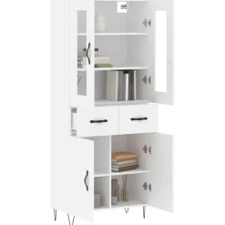 vidaXL Hoge kast 69,5x34x180 cm bewerkt hout wit