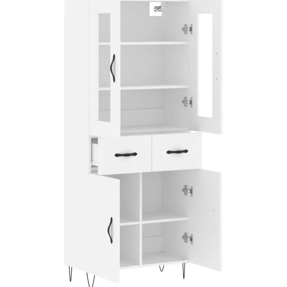 vidaXL Hoge kast 69,5x34x180 cm bewerkt hout wit