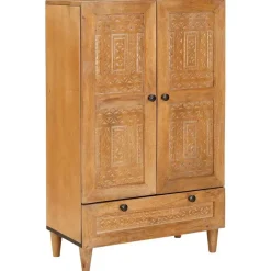 vidaXL Hoge kast 60 x 33 x 100 cm Massief Mango Hout