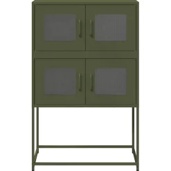 vidaXL Hoge kast 68x39x107 cm staal olijfgroen