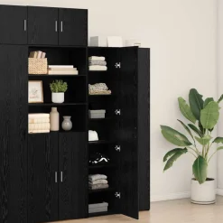 vidaXL Hoge kast Zwart Eiken 40 x 42,5 x 185 cm