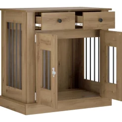 vidaXL Hond Bench Meubel Artisanaal eiken 80 x 47,5 x 80 cm