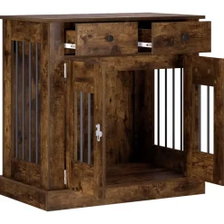 vidaXL Hond Bench Meubel Gerookt eiken 80 x 47,5 x 80 cm Bewerkt hout