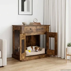 vidaXL Hond Bench Meubel Gerookt eiken 80 x 47,5 x 80 cm Bewerkt hout