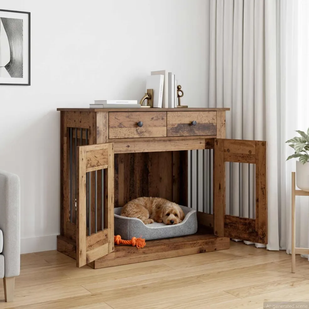 vidaXL Hond Bench Meubel Oud hout 90 x 47,5 x 80 cm Bewerkt hout