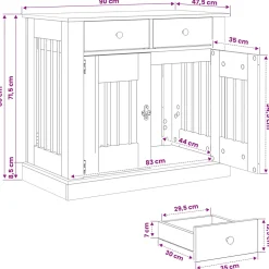 vidaXL Hond Bench Meubel Oud hout 90 x 47,5 x 80 cm Bewerkt hout