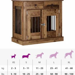 vidaXL Hond Bench Meubel Oud hout 90 x 47,5 x 80 cm Bewerkt hout