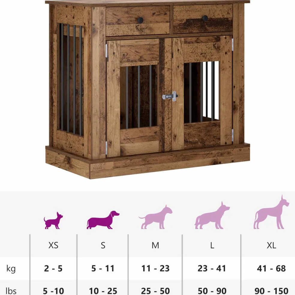 vidaXL Hond Bench Meubel Oud hout 90 x 47,5 x 80 cm Bewerkt hout