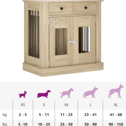vidaXL Hond Bench Meubel Sonoma Eiken 80 x 47,5 x 80 cm Bewerkt hout