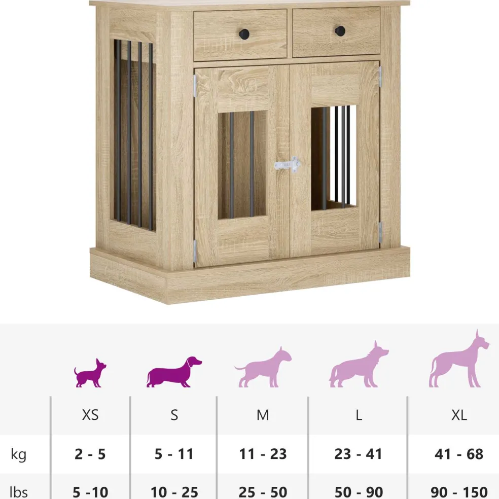 vidaXL Hond Bench Meubel Sonoma Eiken 80 x 47,5 x 80 cm Bewerkt hout