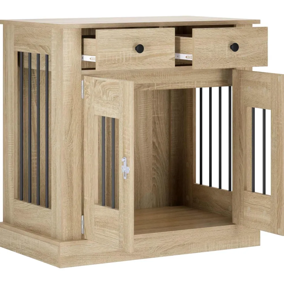 vidaXL Hond Bench Meubel Sonoma Eiken 80 x 47,5 x 80 cm Bewerkt hout