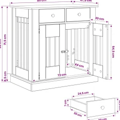vidaXL Hond Bench Meubel Sonoma Eiken 80 x 47,5 x 80 cm Bewerkt hout