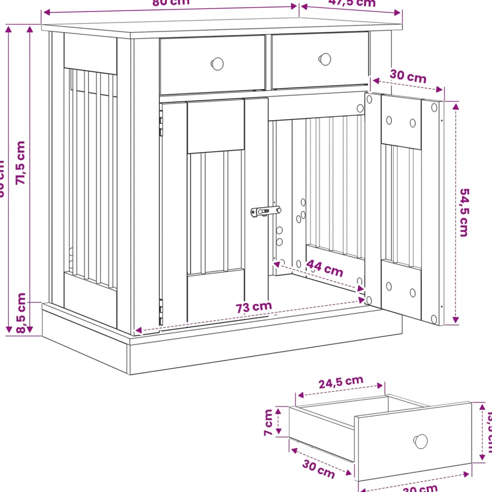vidaXL Hond Bench Meubel Sonoma Eiken 80 x 47,5 x 80 cm Bewerkt hout