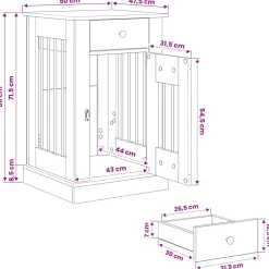 vidaXL Hond Bench Meubel Sonoma Eiken 50 x 47,5 x 80 cm Bewerkt hout