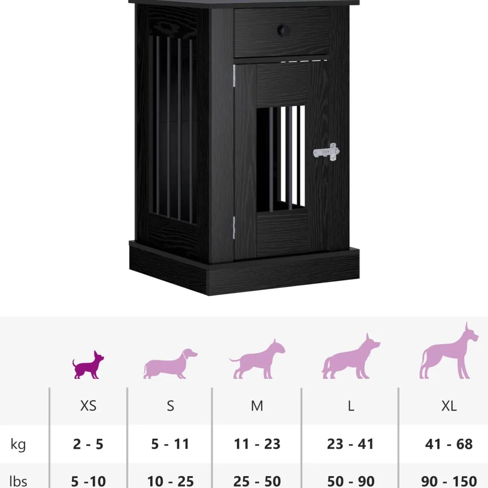 vidaXL Hond Bench Meubel Zwart eiken 50 x 47,5 x 80 cm Bewerkt hout