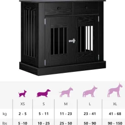 vidaXL Hond Bench Meubel Zwart eiken 90 x 47,5 x 80 cm Bewerkt hout