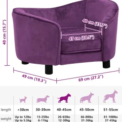 vidaXL Hondenbank 69x49x40 cm pluche bordeauxrood